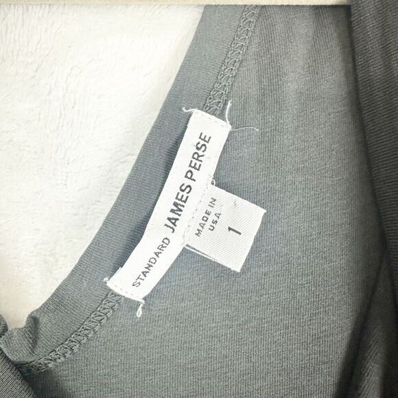 James Perse Cotton Ruched Bodycon Tank Dress Size 1 Small V-Neck Gray - Picture 6 of 8
